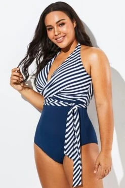 Fashion Faux Wrap Halter One Piece Swimsuit -Bikini Bliss Shop b sfop1911125 3