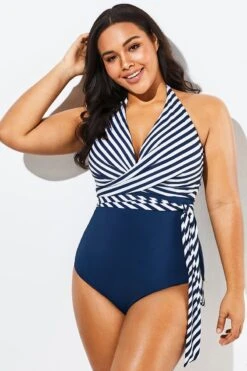 Fashion Faux Wrap Halter One Piece Swimsuit -Bikini Bliss Shop b sfop1911125 4
