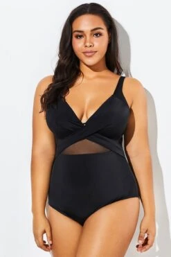 Black Cut Out Mesh Underwire One Piece Swimsuit -Bikini Bliss Shop b sfop1911127 3