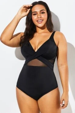 Black Cut Out Mesh Underwire One Piece Swimsuit -Bikini Bliss Shop b sfop1911127 4