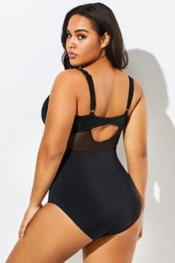 Black Cut Out Mesh Underwire One Piece Swimsuit -Bikini Bliss Shop b sfop1911127 5