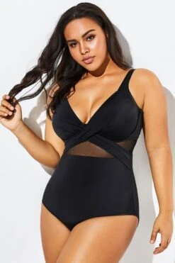 Black Cut Out Mesh Underwire One Piece Swimsuit -Bikini Bliss Shop b sfop1911127 6