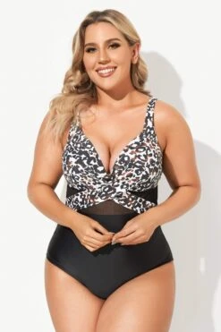 Leopard Cut Out Mesh One Piece Swimsuit -Bikini Bliss Shop b sfop2003053 4