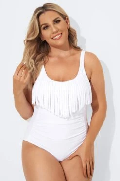 White Fringe One-Piece Swimsuits For Lady -Bikini Bliss Shop b sfop2003074 4