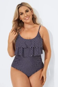 Navy Scoopneck Dot Tiered One Piece Swimsuit -Bikini Bliss Shop b sfop2003092 4
