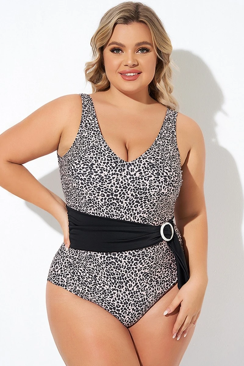 Animal Print V-neck Wide Straps One Piece Swimsuit 6 Animal Print V-neck Wide Straps One Piece Swimsuit - Image 6
