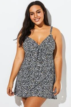Leopardess Backless Tie Front Underwire Swimdress -Bikini Bliss Shop b sfsd1911002 1