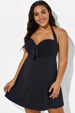 Black Bow Classic Halter Swimdress For Lady -Bikini Bliss Shop b sfsd1911026 4