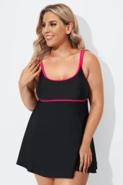 Black Scoopneck Double Lingerie Straps Swimdress -Bikini Bliss Shop b sfsd1911035 1