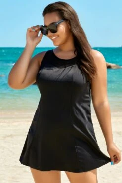 Black Elegant Women Mesh High Neck Swimdress -Bikini Bliss Shop b sfsd1911036 5