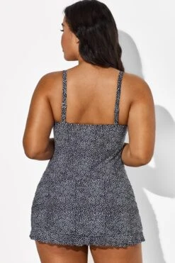 Black Twist Front Sweetheart Neckline Ruffle Swimdress -Bikini Bliss Shop b sfsd1911039 2