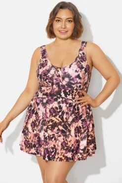 V-Neck Auburn Tie Dye Black Elegant Swimdress -Bikini Bliss Shop b sfsd1911048 5