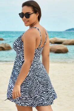 Black Twist Front Leopard Print Flyaway Swimdress -Bikini Bliss Shop b sfsd1911059 6