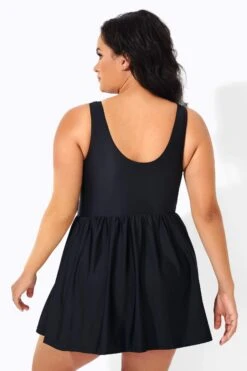 Black Classic White Dot Women Swimdress -Bikini Bliss Shop b sfsd2003036 3