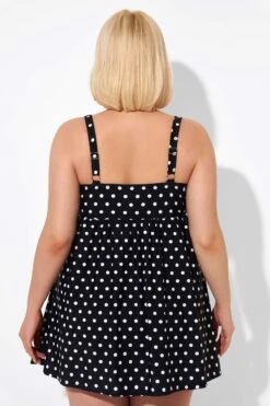 Black Dot Retro Round Neck Wide Strap Swimdress -Bikini Bliss Shop b sfsd2003039 2
