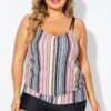 Vintage Multi Color Double Straps Tankini Top