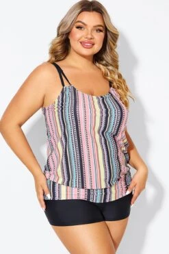 Vintage Multi Color Double Straps Tankini Top -Bikini Bliss Shop b sftan010008 6