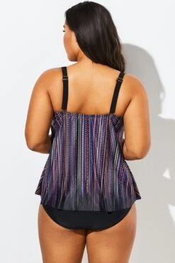 Stripe Flowy Sweetheart Neckline Underwire Tankini Set -Bikini Bliss Shop b sftan1911025 6