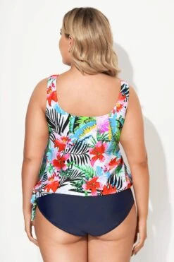 Tropical Flower Printed Scoopneck Tankini Top -Bikini Bliss Shop b sftan2003046 2