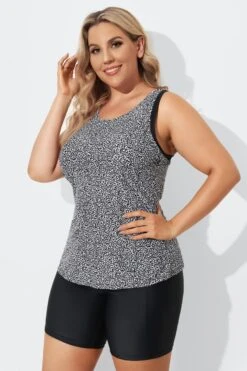 Black Leopard Longer Length Sport Tankini Set -Bikini Bliss Shop b sftan2003079 3