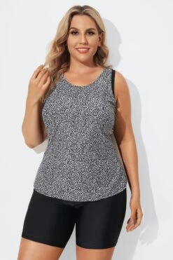 Black Leopard Longer Length Sport Tankini Set -Bikini Bliss Shop b sftan2003079 4