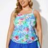 Tropical Floral Printed Elegant Tankini Top