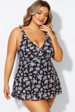 Floral Print V-Neck Adjustable Straps Tankini Top -Bikini Bliss Shop b sftan2003334 6