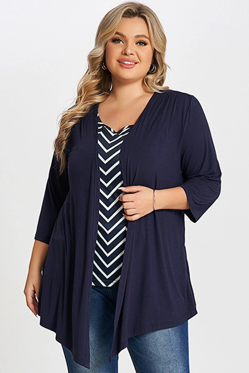 Navy Bias Stripe Layered 2-in-1 Tunic 1 Navy Bias Stripe Layered 2-in-1 Tunic