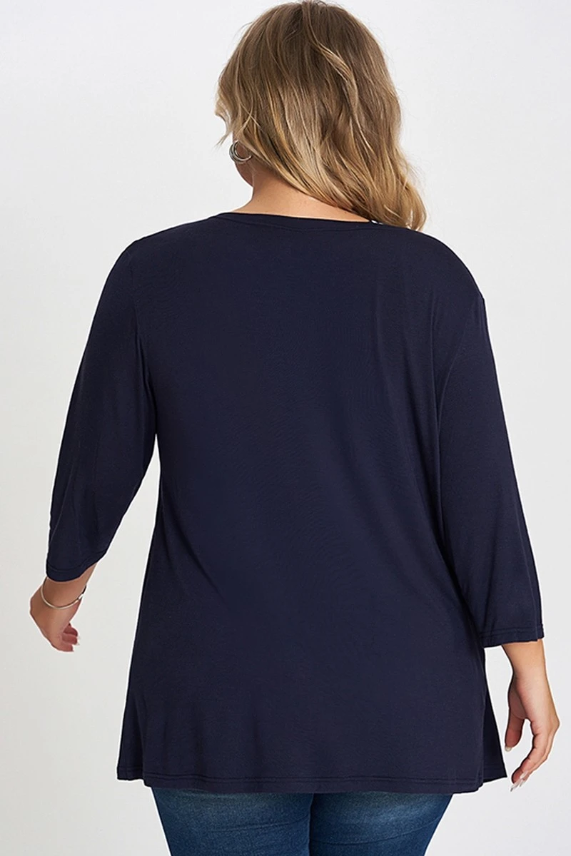 Navy Bias Stripe Layered 2-in-1 Tunic 2 Navy Bias Stripe Layered 2-in-1 Tunic - Image 2