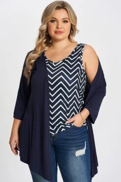 Navy Bias Stripe Layered 2-in-1 Tunic 8 Navy Bias Stripe Layered 2-in-1 Tunic -Bikini Bliss Shop c top001001 3