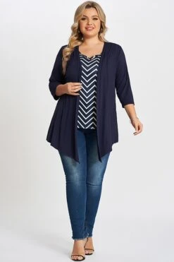 Navy Bias Stripe Layered 2-in-1 Tunic 10 Navy Bias Stripe Layered 2-in-1 Tunic -Bikini Bliss Shop c top001001 5