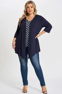 Navy Bias Stripe Layered 2-in-1 Tunic 11 Navy Bias Stripe Layered 2-in-1 Tunic -Bikini Bliss Shop c top001001 6