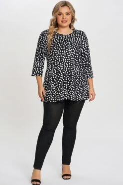 Black Dot Three Quarter Sleeves Tunic -Bikini Bliss Shop c top002001 3
