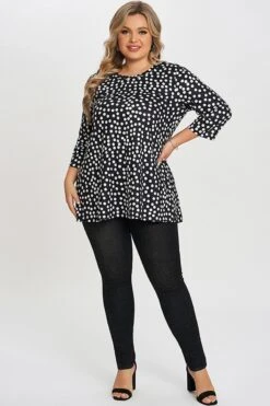 Black Dot Three Quarter Sleeves Tunic -Bikini Bliss Shop c top002001 4