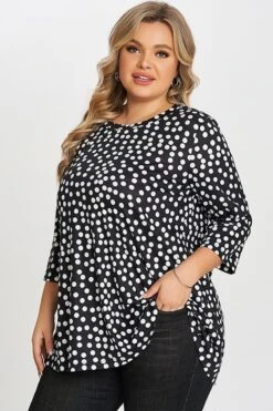 Black Dot Three Quarter Sleeves Tunic -Bikini Bliss Shop c top002001 5
