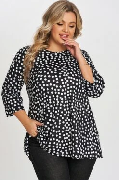 Black Dot Three Quarter Sleeves Tunic -Bikini Bliss Shop c top002001 6