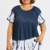 Tie-Dye Gauze Ruffle Short Sleeves Tunic