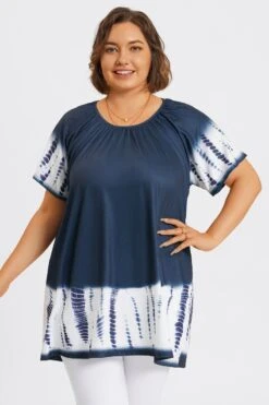 Tie-Dye Gauze Ruffle Short Sleeves Tunic -Bikini Bliss Shop c top042001 3