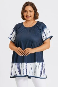 Tie-Dye Gauze Ruffle Short Sleeves Tunic -Bikini Bliss Shop c top042001 4