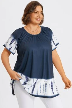 Tie-Dye Gauze Ruffle Short Sleeves Tunic -Bikini Bliss Shop c top042001 5