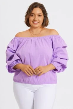 Lavender Off Shoulder Elastic Long Sleeves Top 8 Lavender Off Shoulder Elastic Long Sleeves Top -Bikini Bliss Shop c topbc035001 3