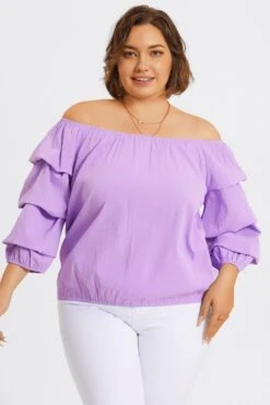 Lavender Off Shoulder Elastic Long Sleeves Top 10 Lavender Off Shoulder Elastic Long Sleeves Top -Bikini Bliss Shop c topbc035001 5
