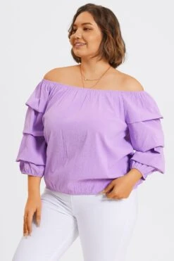 Lavender Off Shoulder Elastic Long Sleeves Top 11 Lavender Off Shoulder Elastic Long Sleeves Top -Bikini Bliss Shop c topbc035001 6