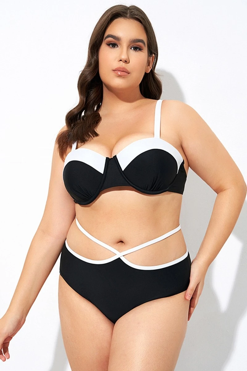 Black And White Sweetheart Neckline Underwire Bikini Top 3 Black And White Sweetheart Neckline Underwire Bikini Top - Image 3