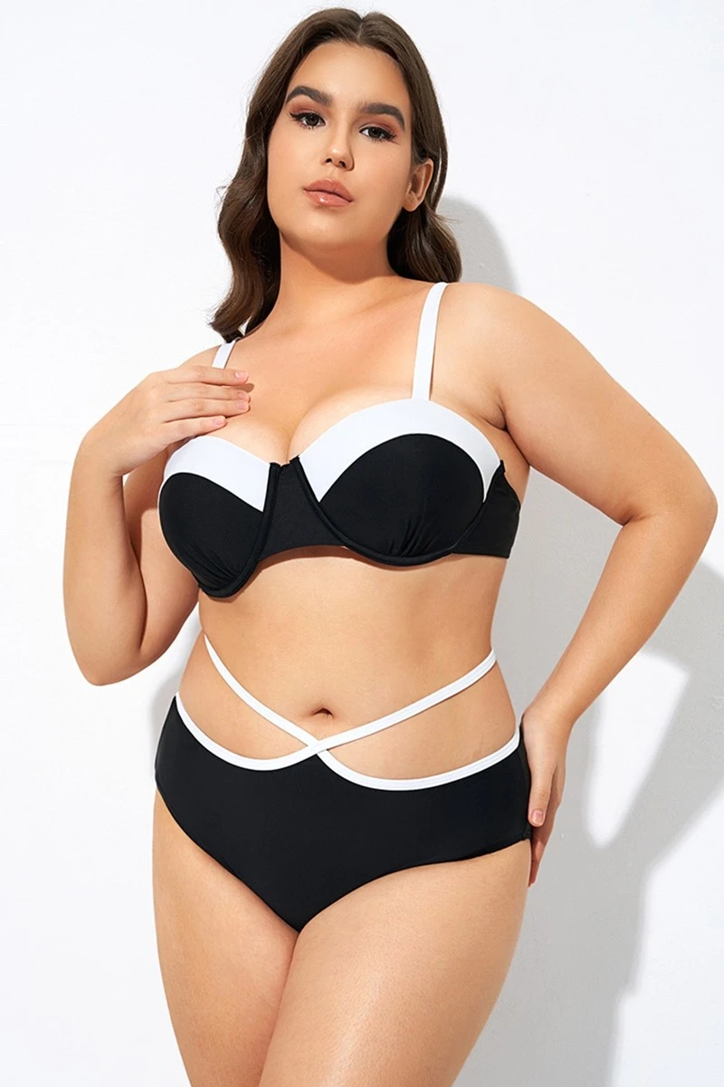 Black And White Sweetheart Neckline Underwire Bikini Top 1 Black And White Sweetheart Neckline Underwire Bikini Top