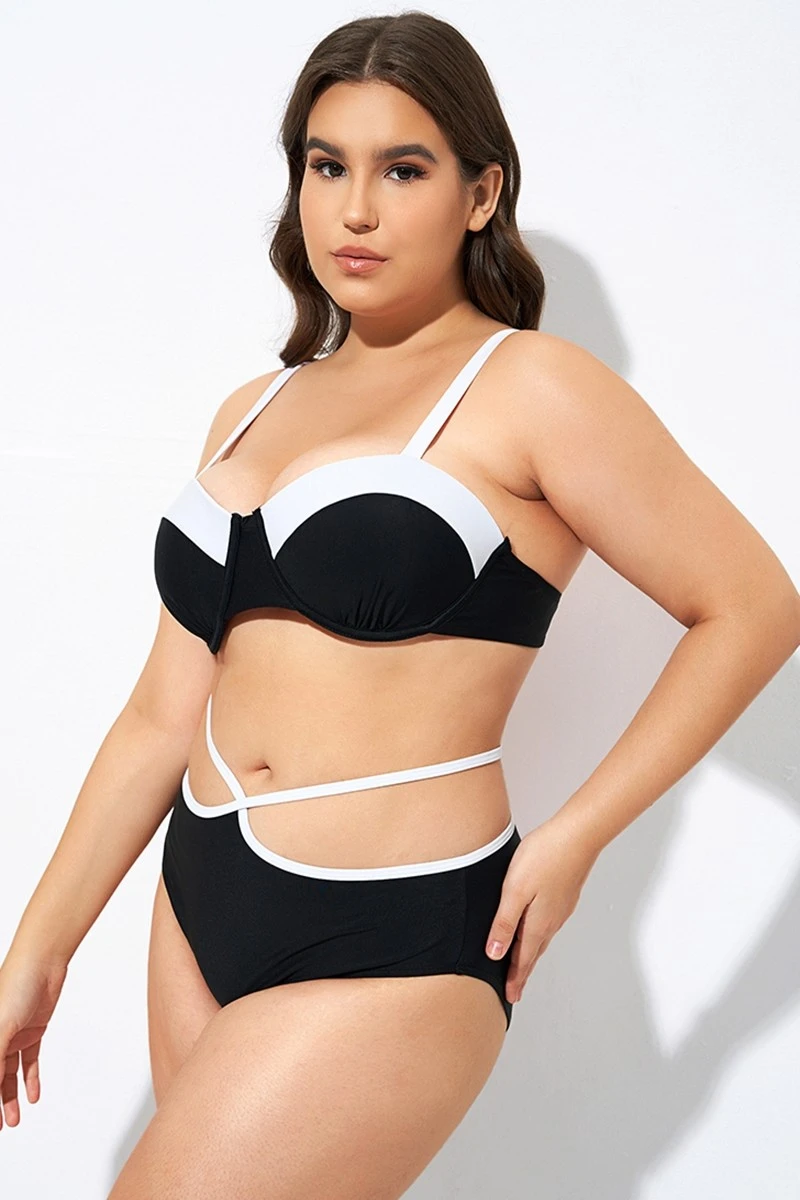 Black And White Sweetheart Neckline Underwire Bikini Top 6 Black And White Sweetheart Neckline Underwire Bikini Top - Image 6