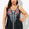 Elegant Tribal Printed Double Straps Tankini Top