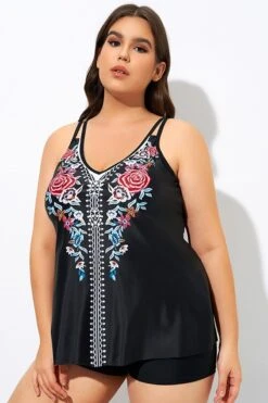 Elegant Tribal Printed Double Straps Tankini Top -Bikini Bliss Shop dsc08788
