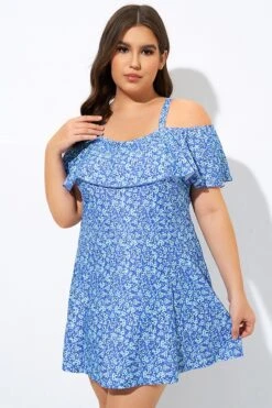 Pretty Ditsy Prints Off-the-Shoulder Swimdress -Bikini Bliss Shop dsc08993 2