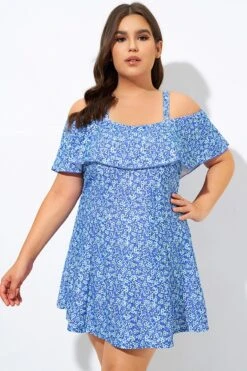 Pretty Ditsy Prints Off-the-Shoulder Swimdress -Bikini Bliss Shop dsc09000 2